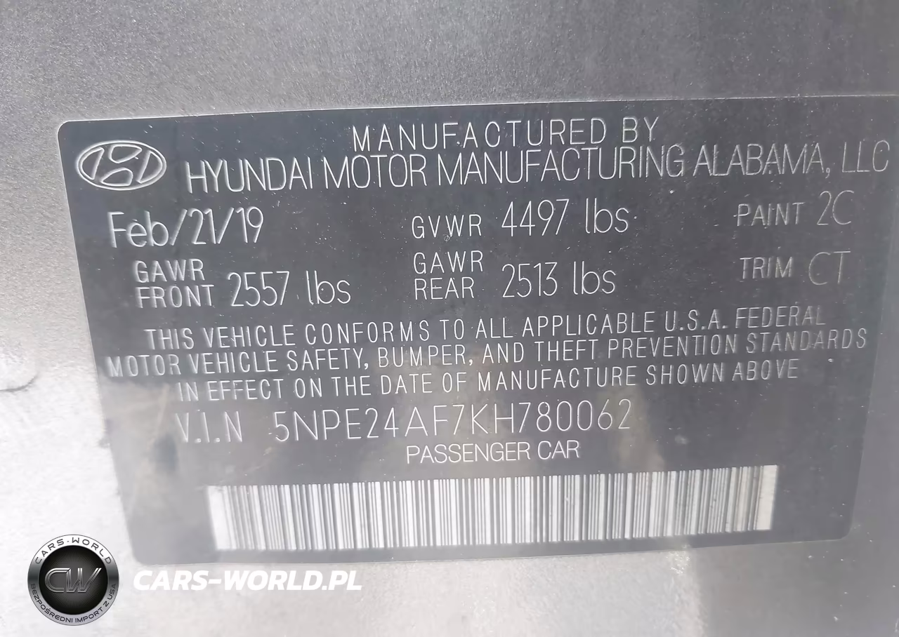2019 Hyundai Sonata Se VIN:5NPE24AF7KH780062 - 9