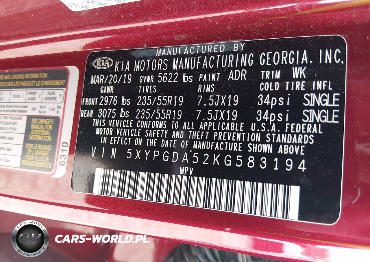 2019 Kia Sorento 3.3L S VIN:5XYPGDA52KG583194 - 9