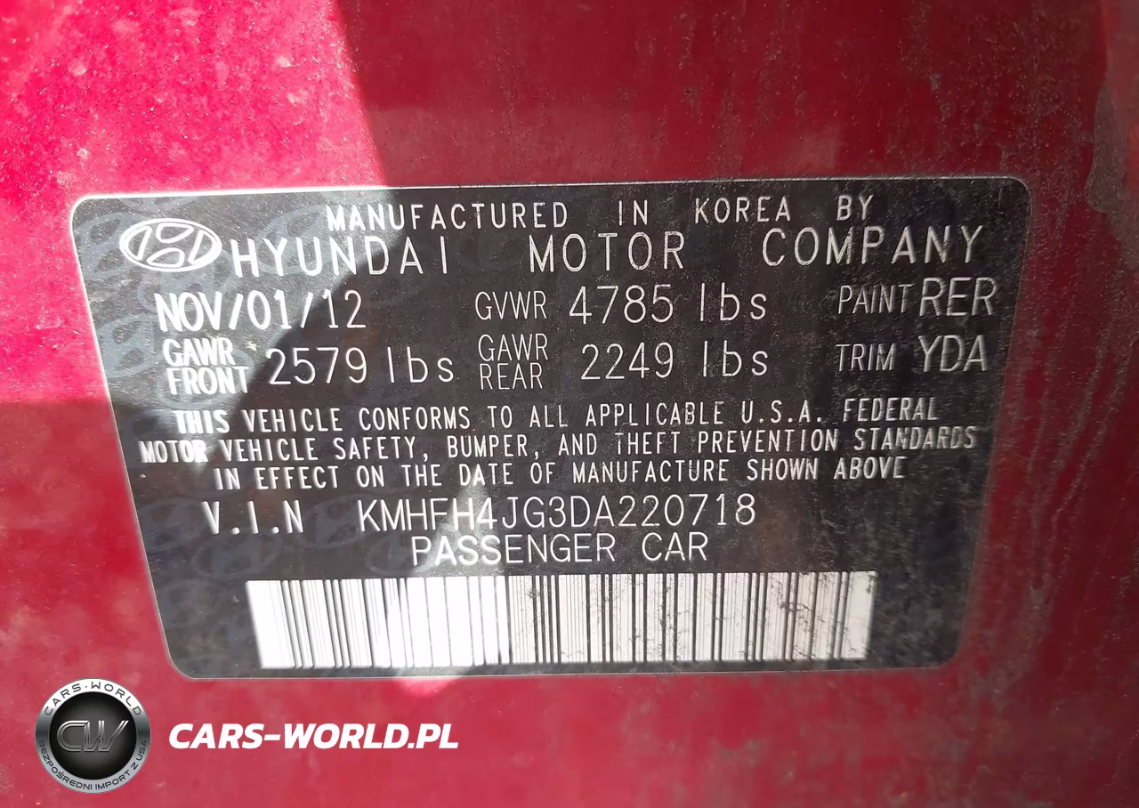2013 Hyundai Azera VIN:KMHFH4JG3DA220718 - 9