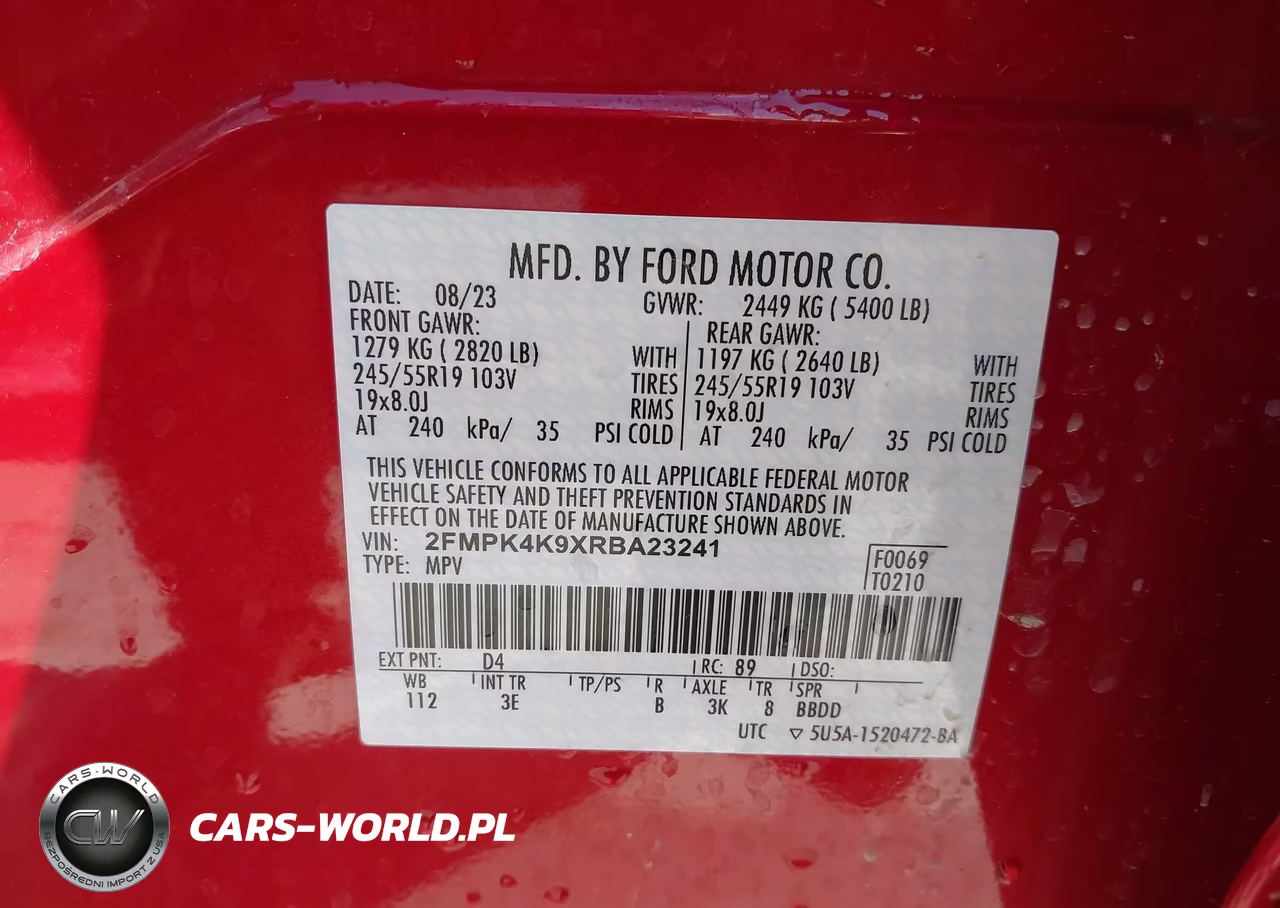 2024 Ford Edge Titanium VIN:2FMPK4K9XRBA23241 - 9