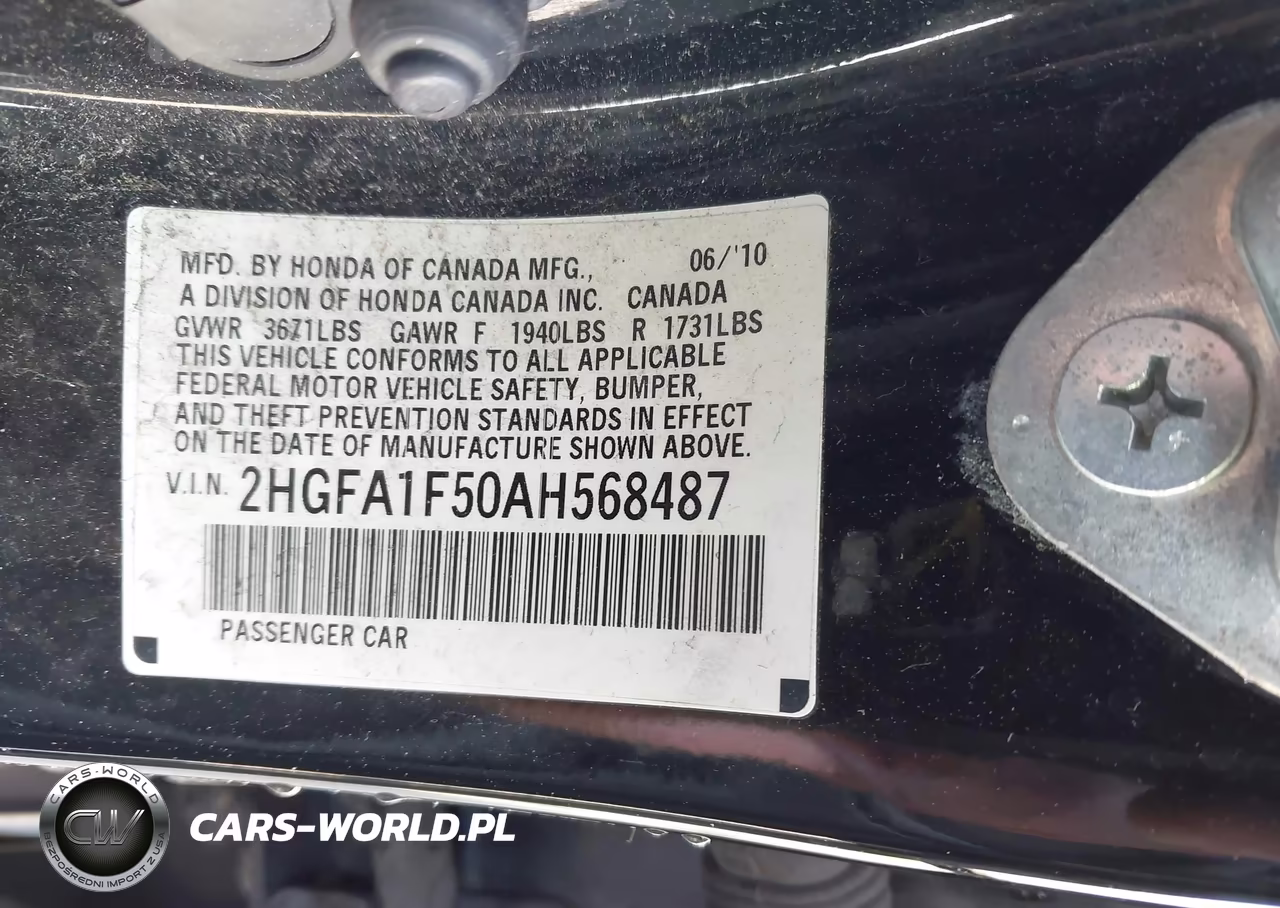 2010 Honda Civic Lx VIN:2HGFA1F50AH568487 - 9