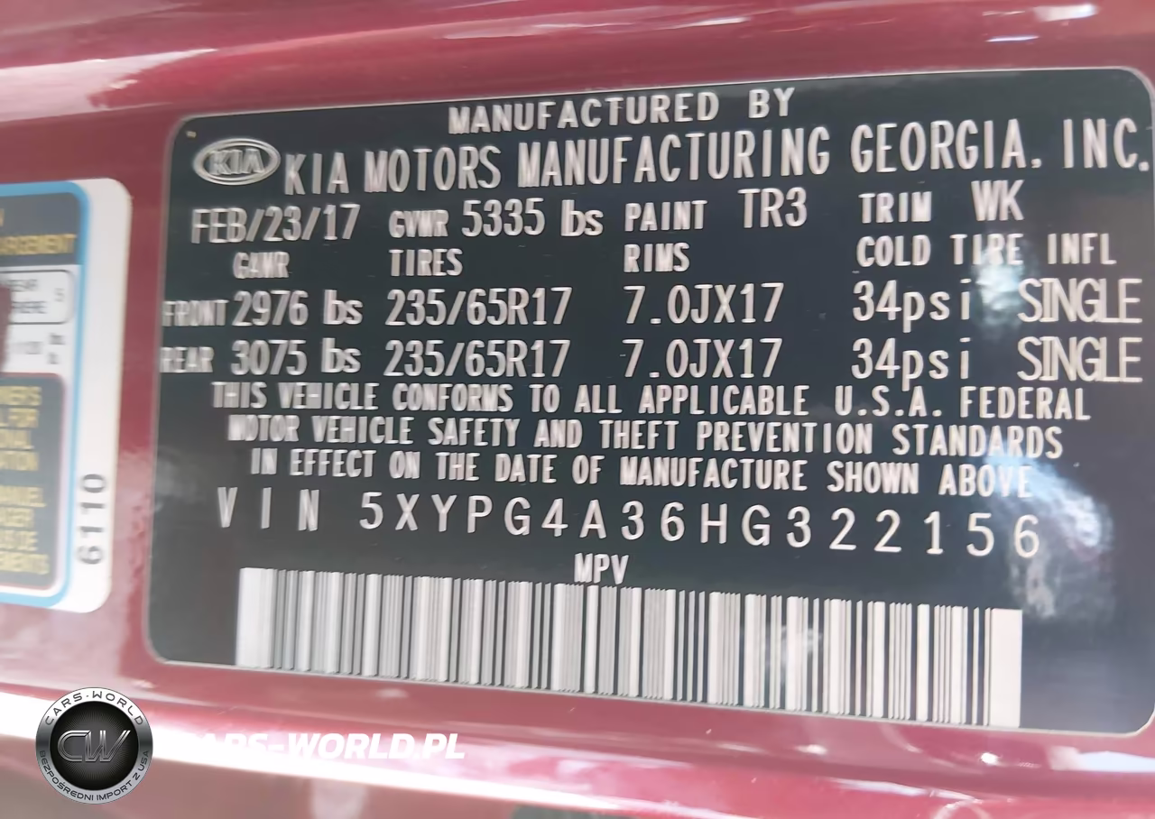 2017 Kia Sorento 2.4L Lx VIN:5XYPG4A36HG322156 - 9