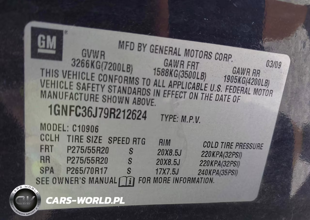 2009 Chevrolet Suburban 1500 Ltz VIN:1GNFC36J79R212624 - 9