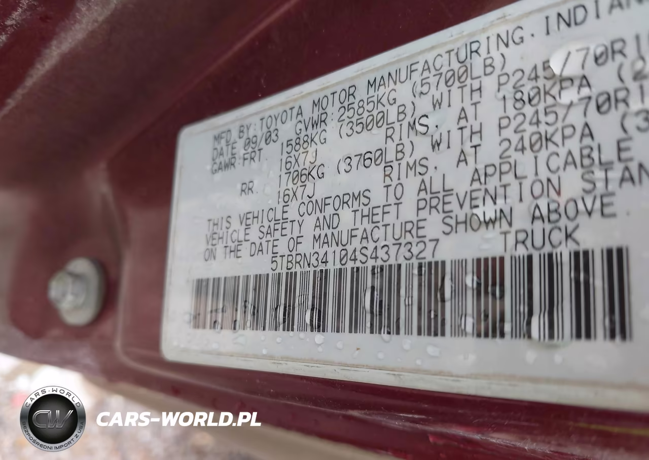 2004 Toyota Tundra Sr5 VIN:5TBRN34104S437327 - 9