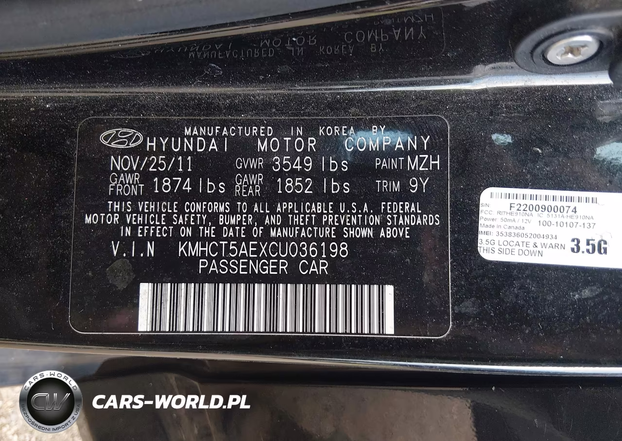 2012 Hyundai Accent Gs VIN:KMHCT5AEXCU036198 - 9