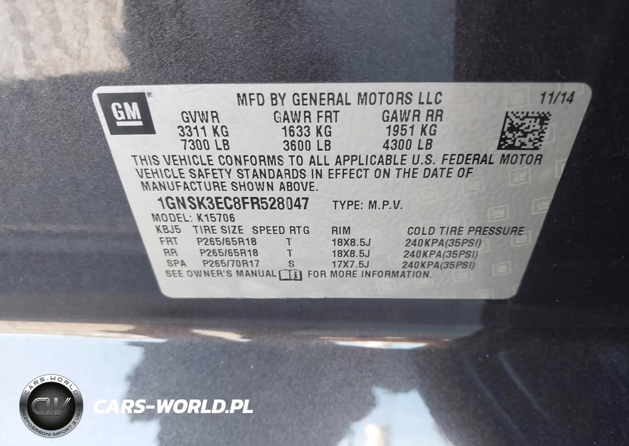 2015 Chevrolet Tahoe Commercial Fleet VIN:1GNSK3EC8FR528047 - 9