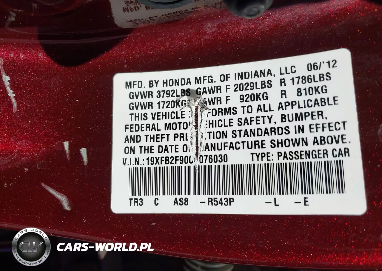 2012 Honda Civic Ex-L VIN:19XFB2F90CE076030 - 9