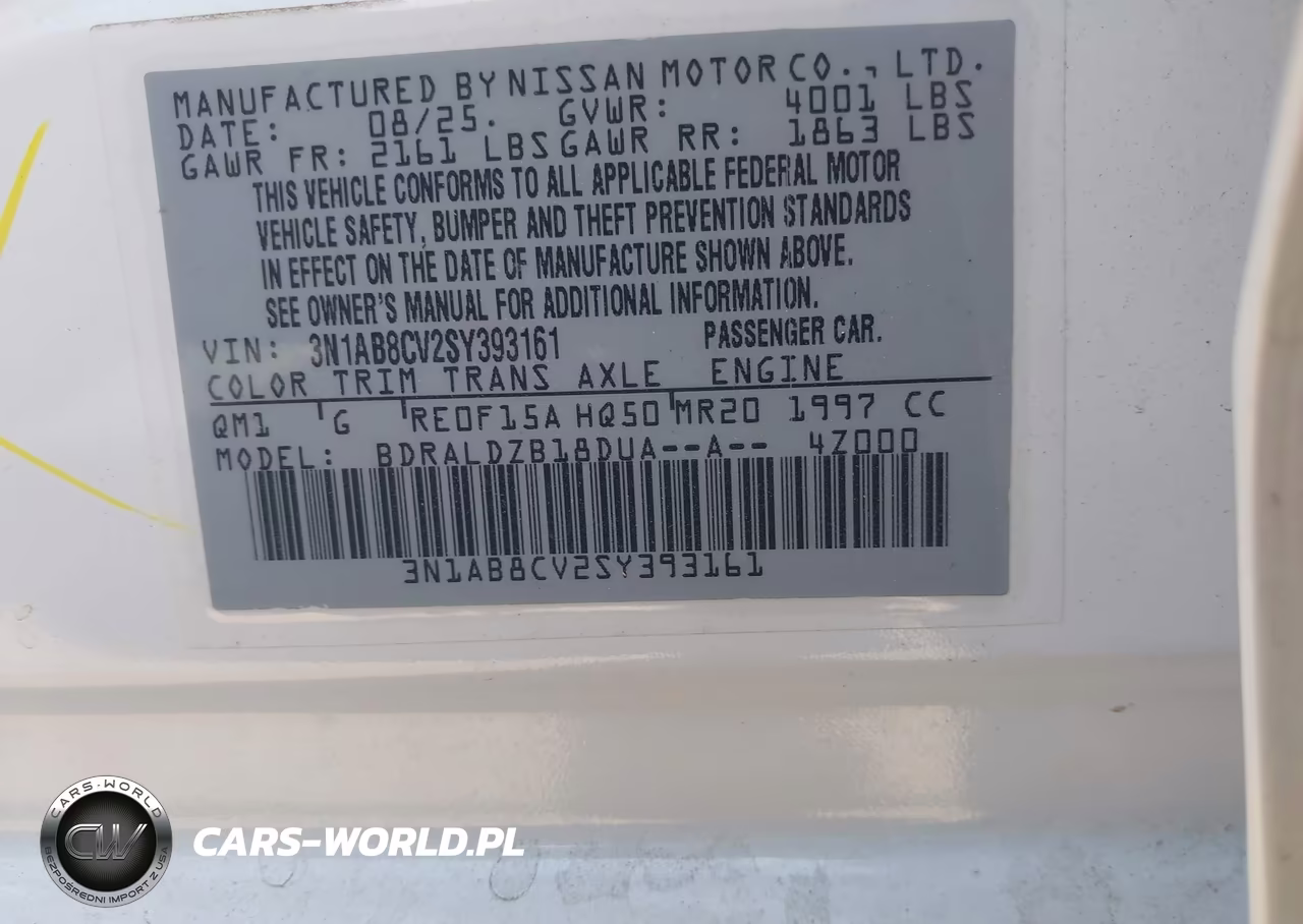 2025 Nissan Sentra Sv VIN:3N1AB8CV2SY393161 - 9