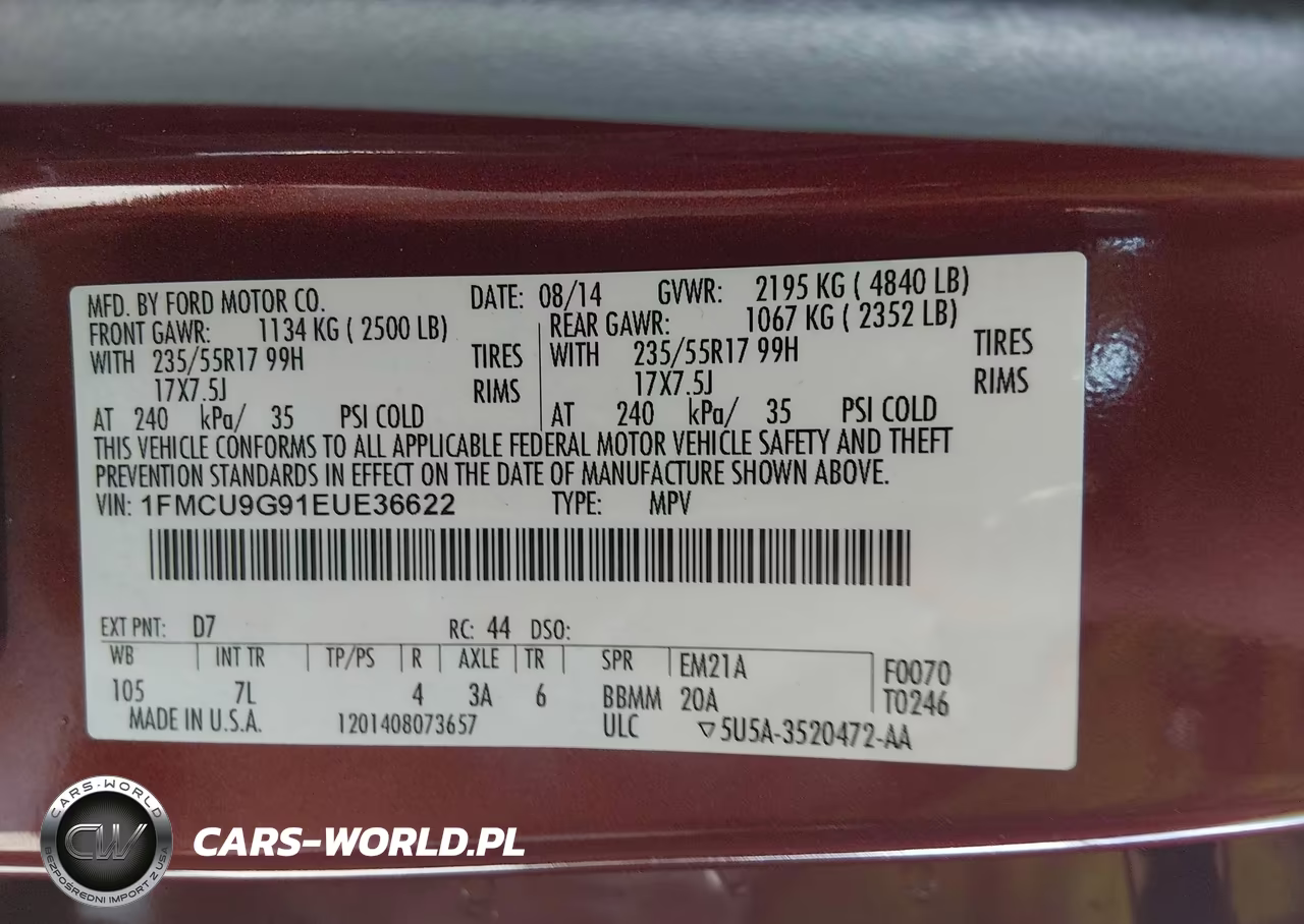 2014 Ford Escape Se VIN:1FMCU9G91EUE36622 - 9