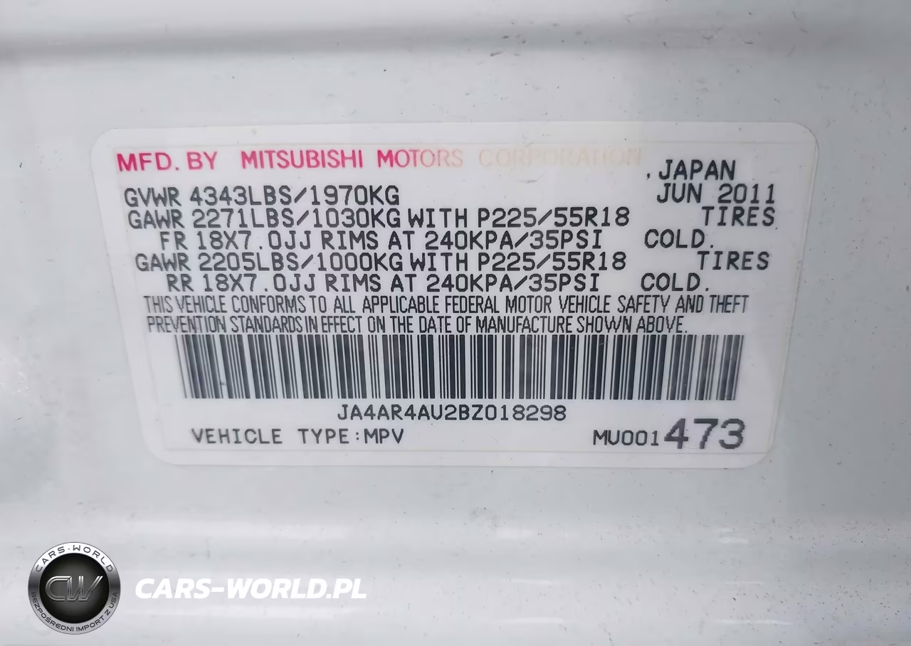 2011 Mitsubishi Outlander Sport Se VIN:JA4AR4AU2BZ018298 - 9