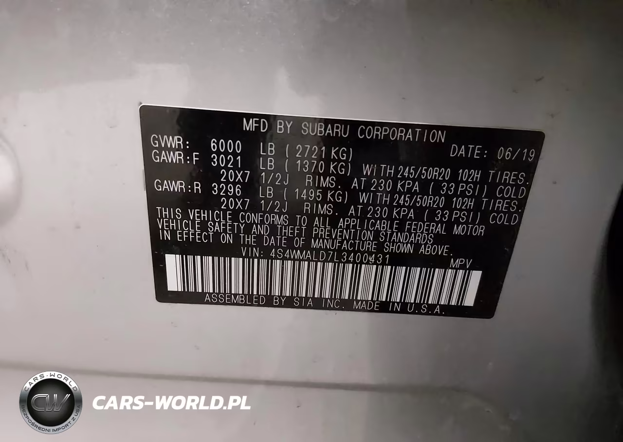 2020 Subaru Ascent Limited VIN:4S4WMALD7L3400431 - 9