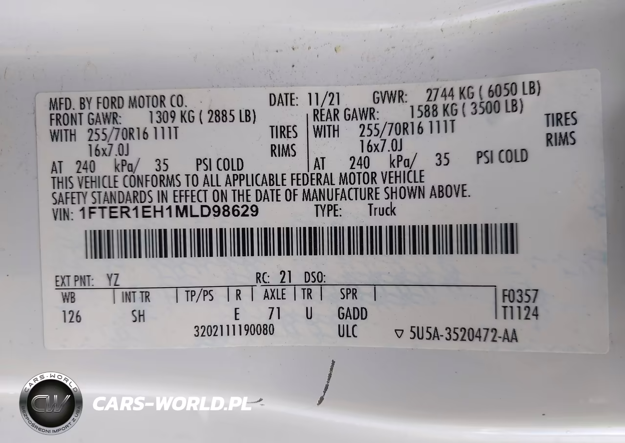 2021 Ford Ranger Xl VIN:1FTER1EH1MLD98629 - 9