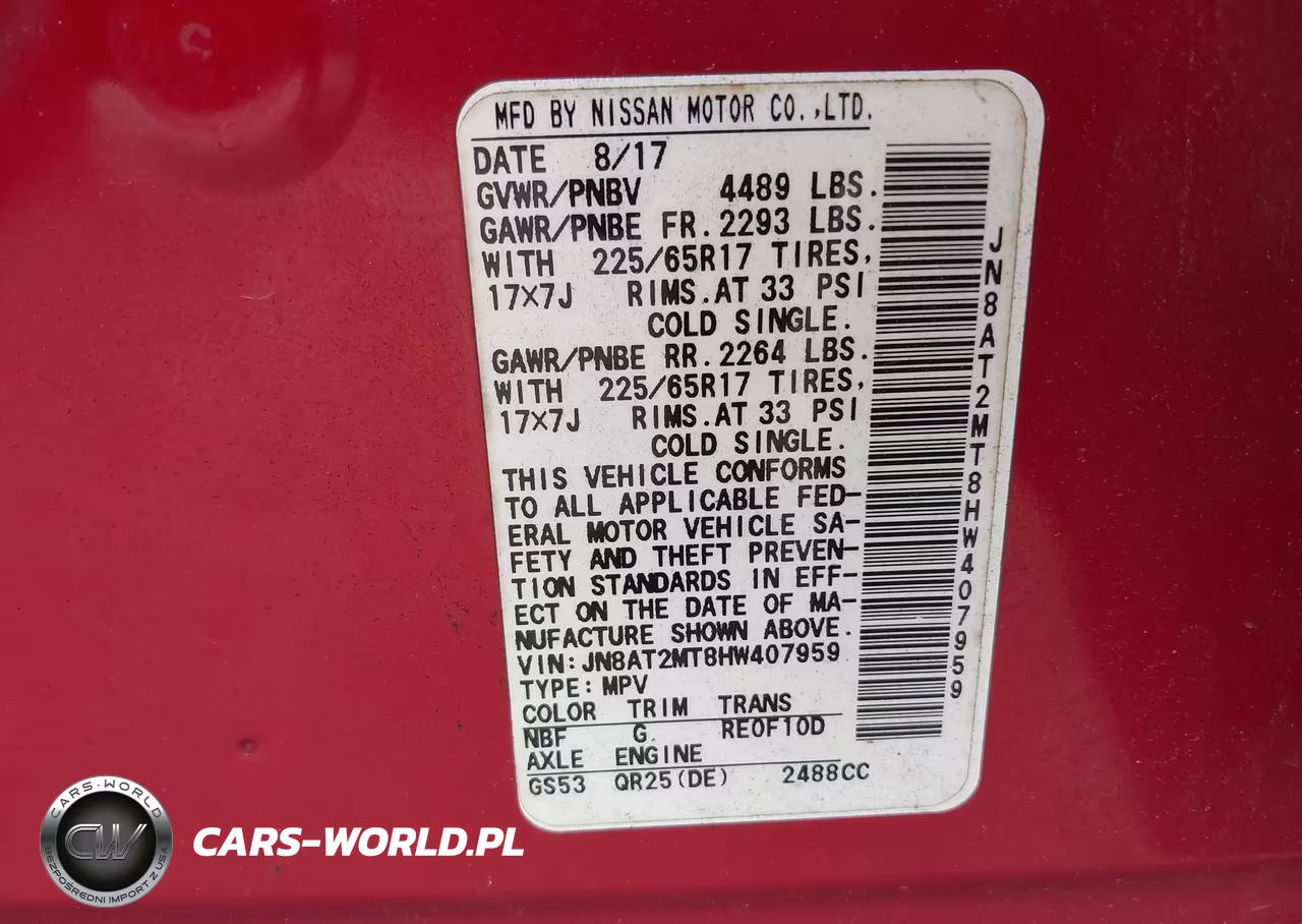 2017 Nissan Rogue Sv VIN:JN8AT2MT8HW407959 - 9