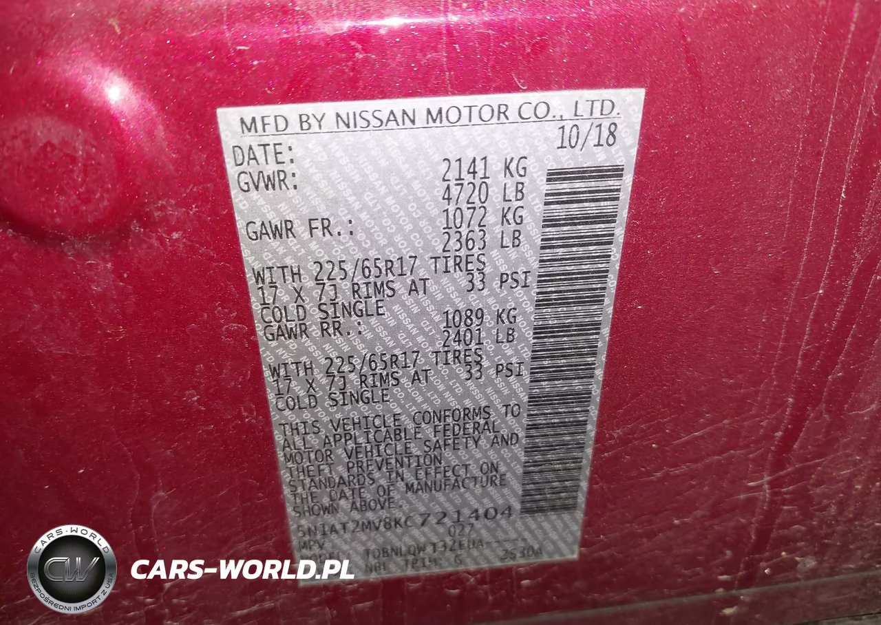 2019 Nissan Rogue Sv VIN:5N1AT2MV8KC721404 - 8