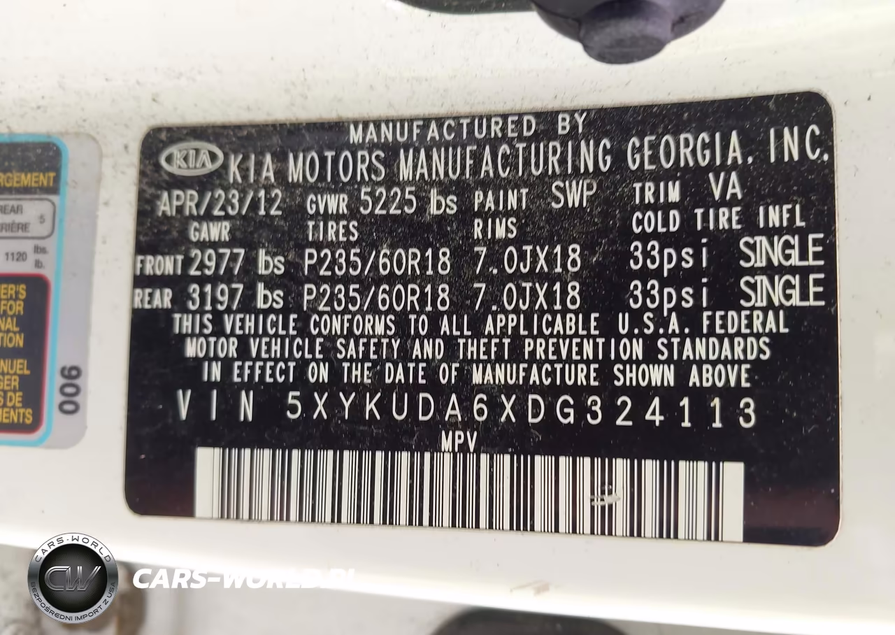 2013 Kia Sorento Ex VIN:5XYKUDA6XDG324113 - 9