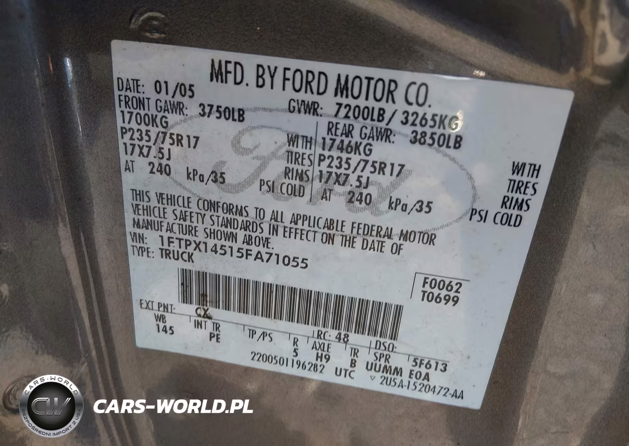 2005 Ford F-150 Fx4-Lariat-Xl-Xlt VIN:1FTPX14515FA71055 - 9