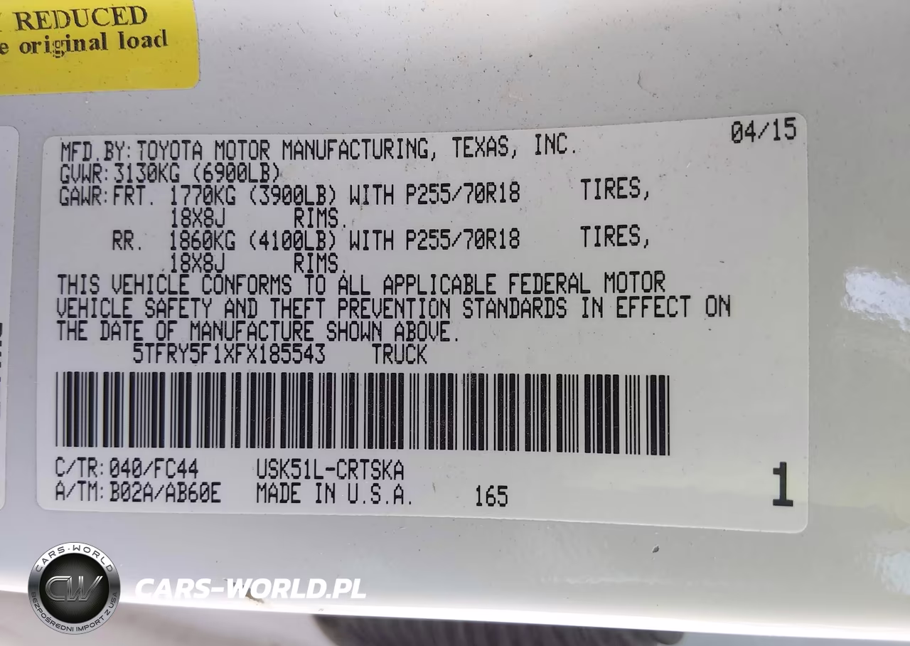 2015 Toyota Tundra Sr5 5.7L V8 VIN:5TFRY5F1XFX185543 - 9