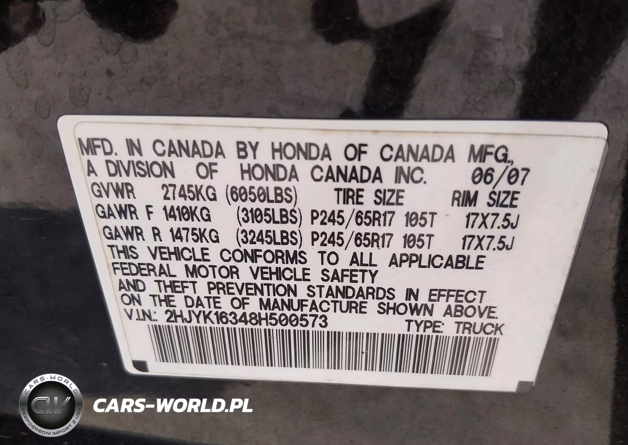 2008 Honda Ridgeline Rtx VIN:2HJYK16348H500573 - 9