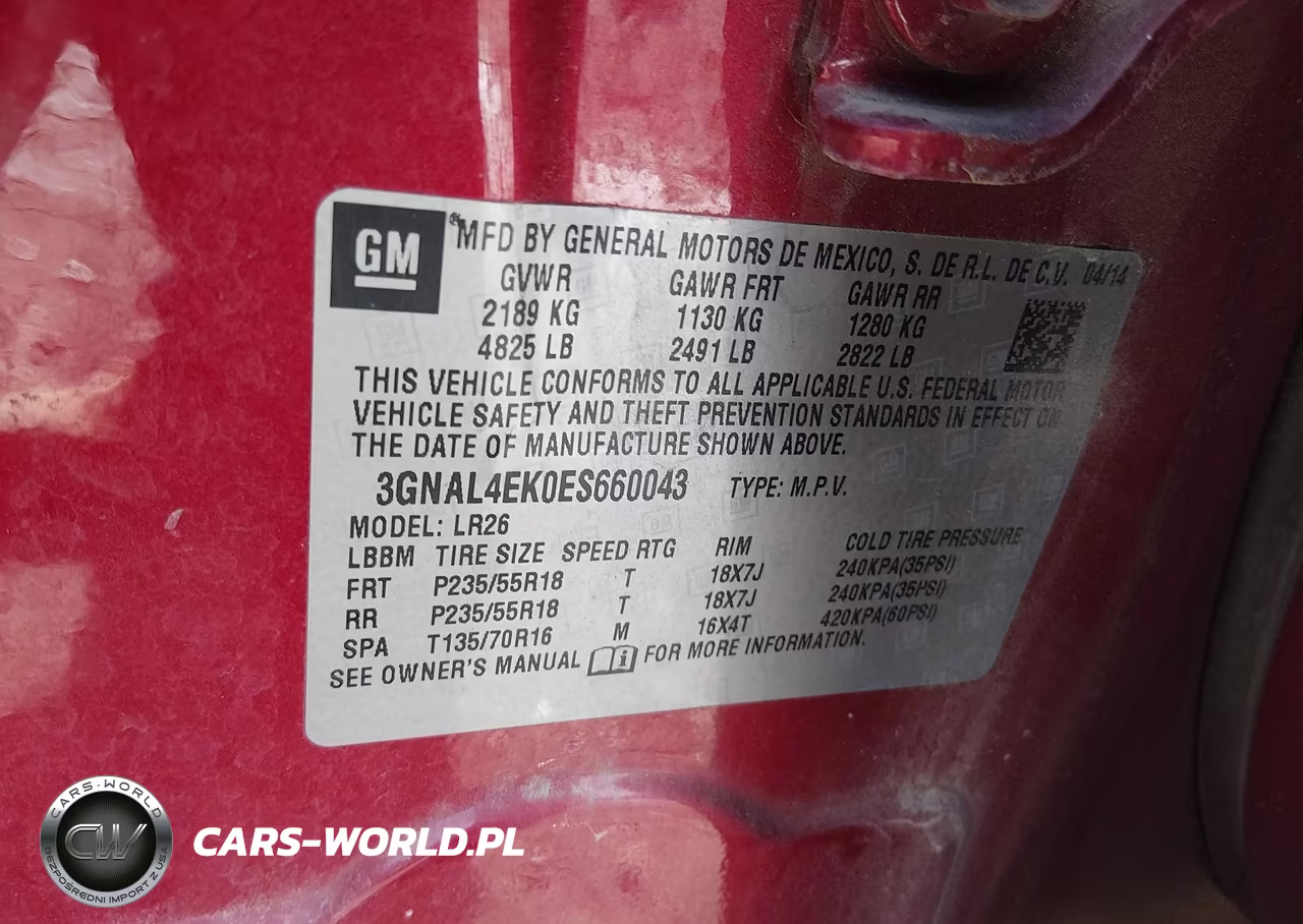 2014 Chevrolet Captiva Sport Ltz VIN:3GNAL4EK0ES660043 - 9