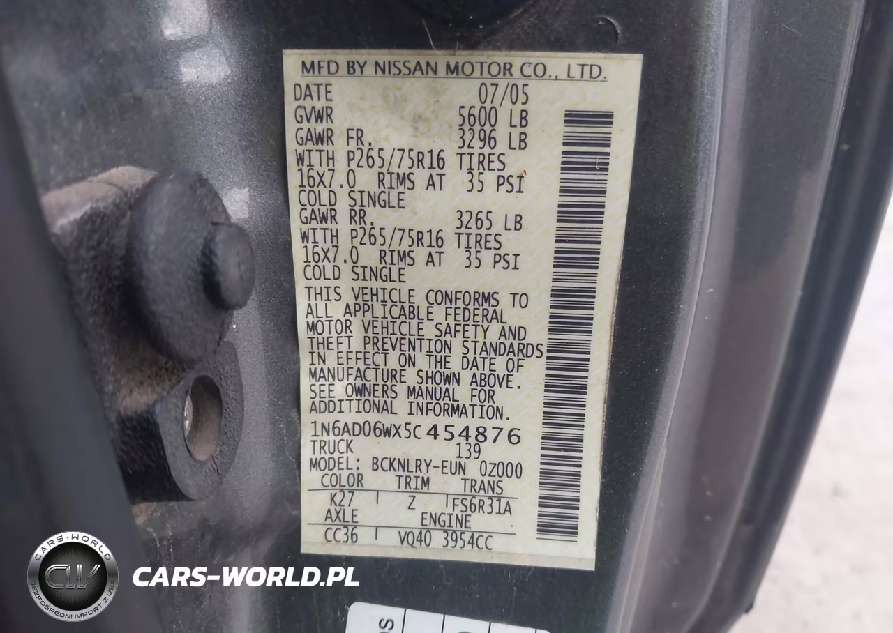 2005 Nissan Frontier Nismo Off Road VIN:1N6AD06WX5C454876 - 9