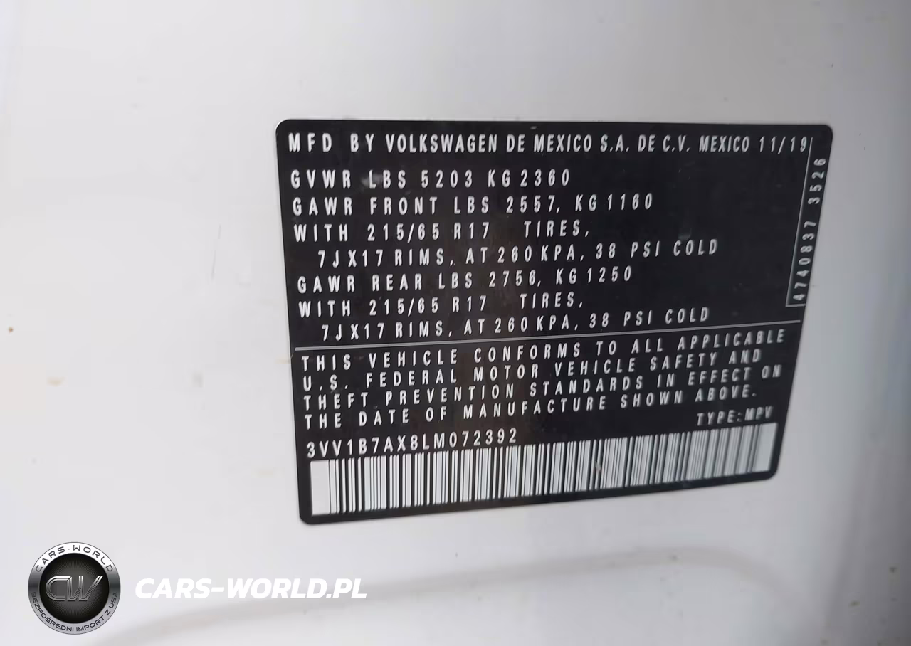 2020 Volkswagen Tiguan 2.0T S VIN:3VV1B7AX8LM072392 - 9
