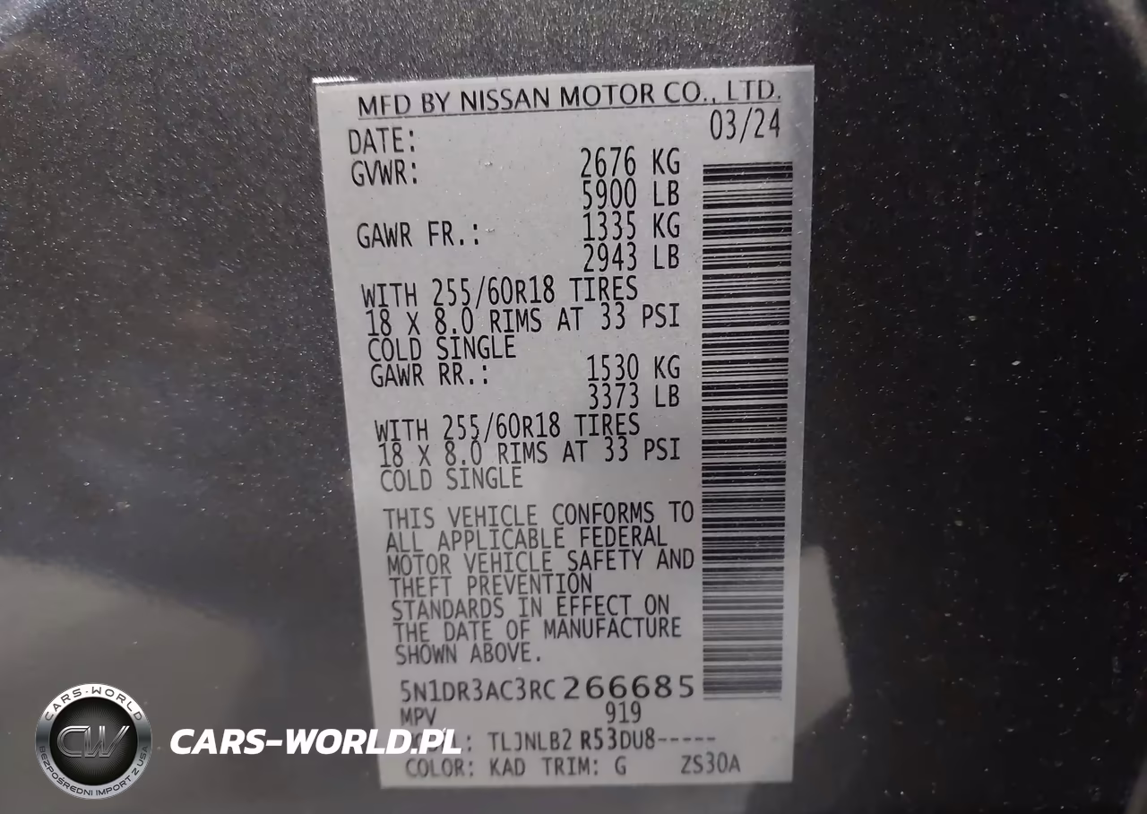2024 Nissan Pathfinder S 4Wd VIN:5N1DR3AC3RC266685 - 9