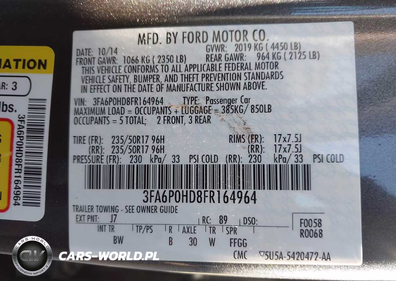 2015 Ford Fusion Se VIN:3FA6P0HD8FR164964 - 9