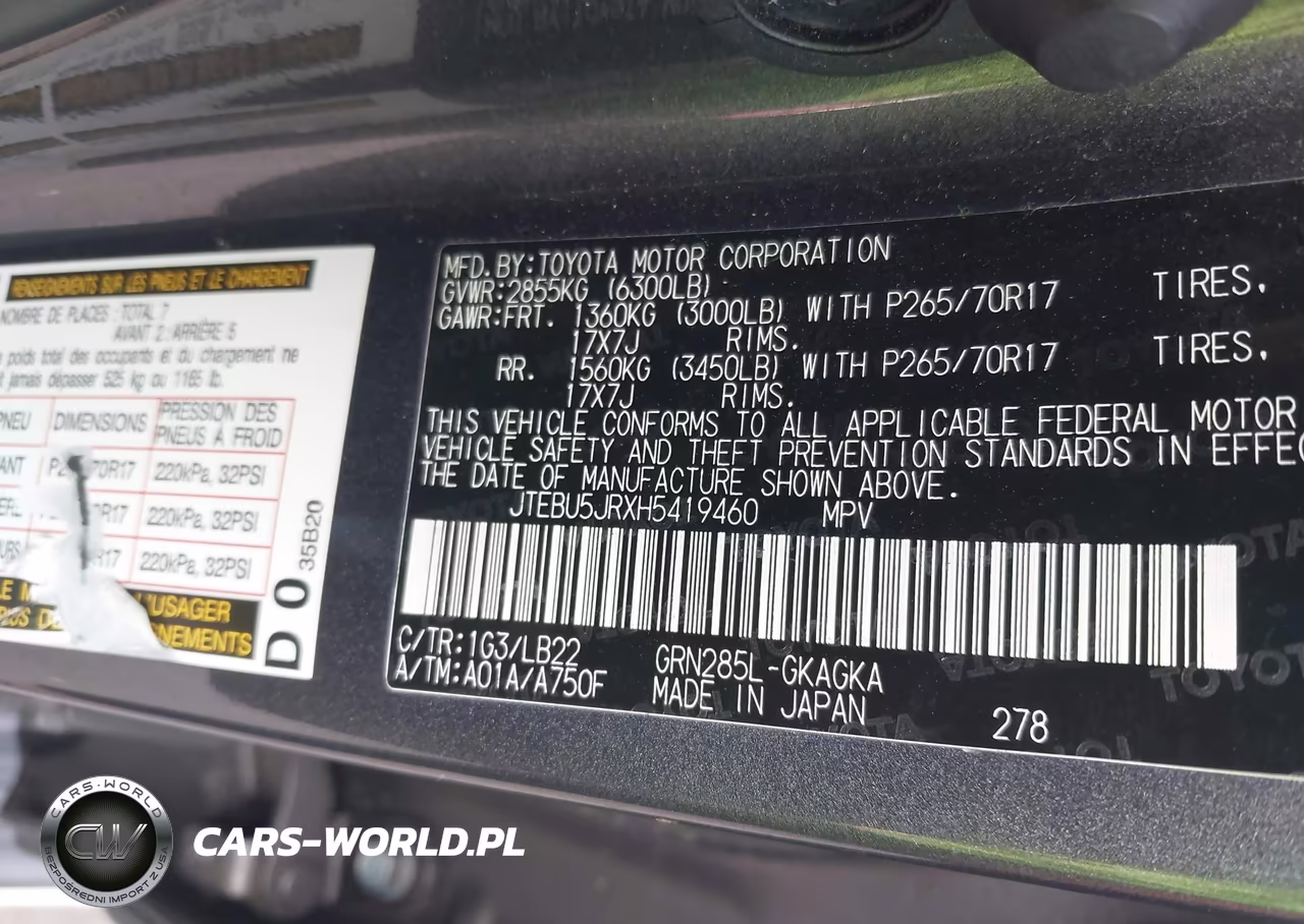 2017 Toyota 4Runner Sr5 Premium VIN:JTEBU5JRXH5419460 - 9