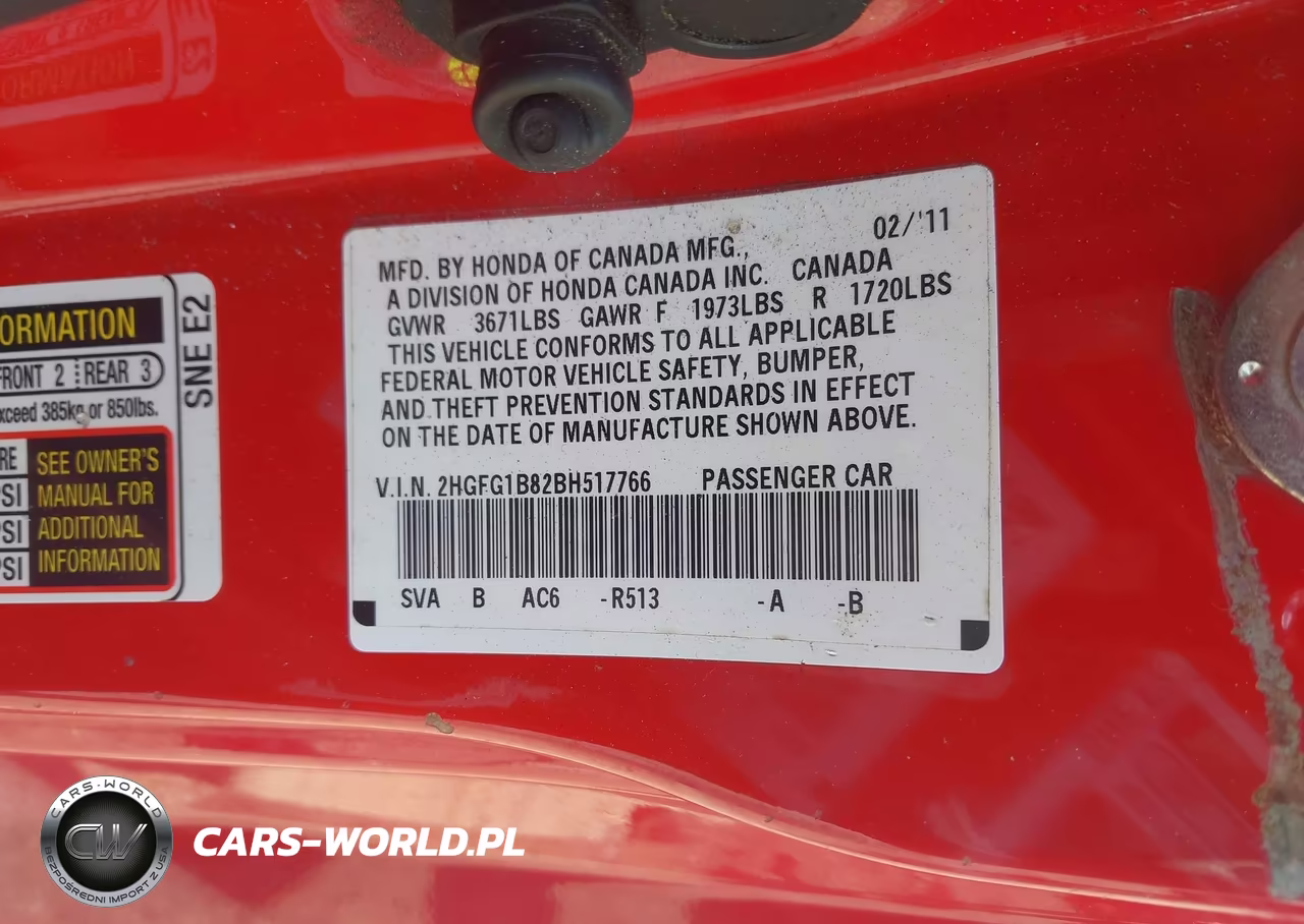 2011 Honda Civic Ex VIN:2HGFG1B82BH517766 - 9