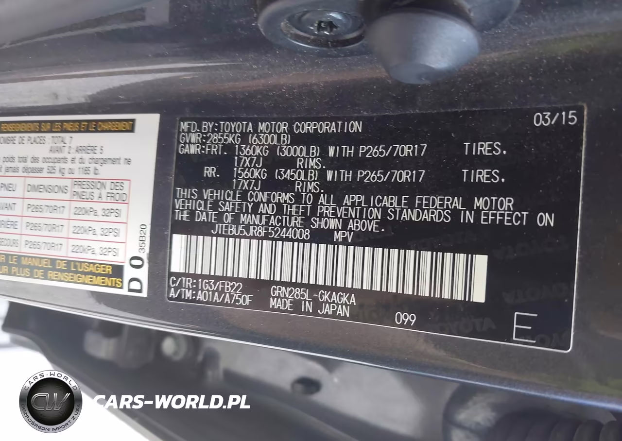2015 Toyota 4Runner Sr5 VIN:JTEBU5JR8F5244008 - 9