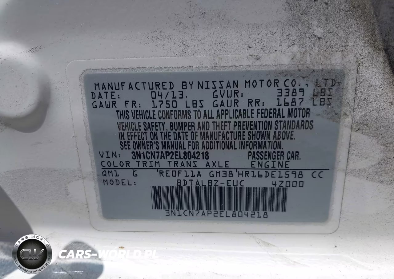 2014 Nissan Versa 1.6 Sv VIN:3N1CN7AP2EL804218 - 9