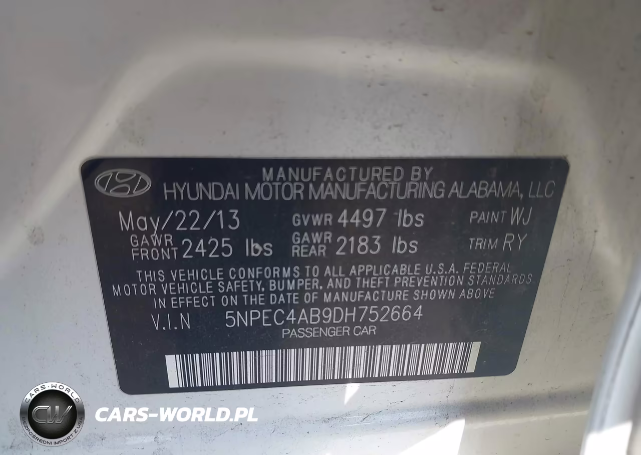 2013 Hyundai Sonata Se 2.0T VIN:5NPEC4AB9DH752664 - 9