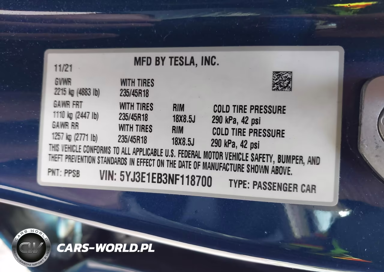 2022 Tesla Model 3 Long Range Dual Motor All-Wheel Drive VIN:5YJ3E1EB3NF118700 - 9