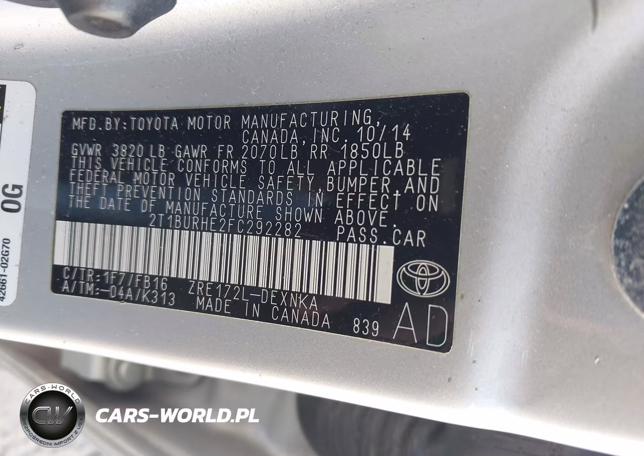 2015 Toyota Corolla Le VIN:2T1BURHE2FC292282 - 9
