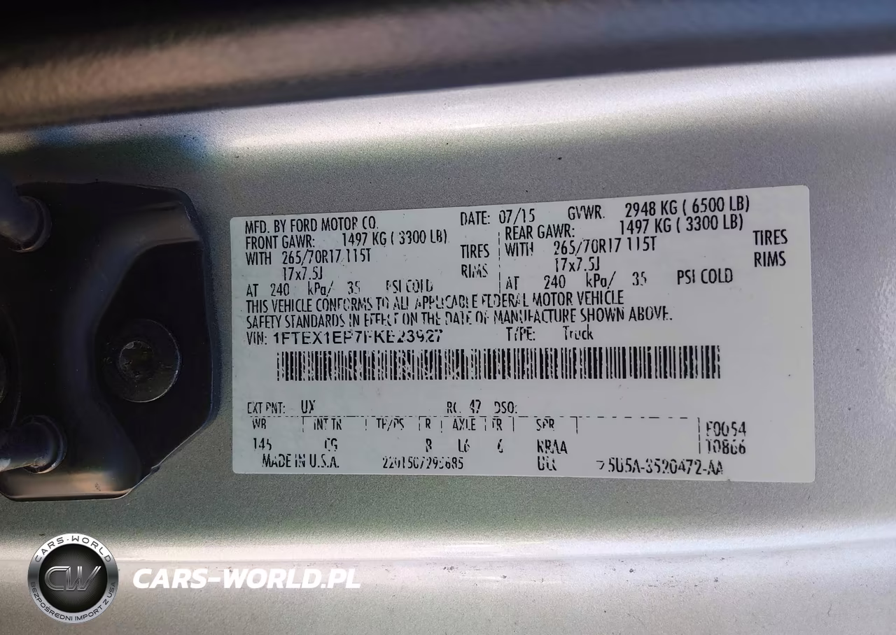 2015 Ford F-150 Xl VIN:1FTEX1EP7FKE23927 - 9