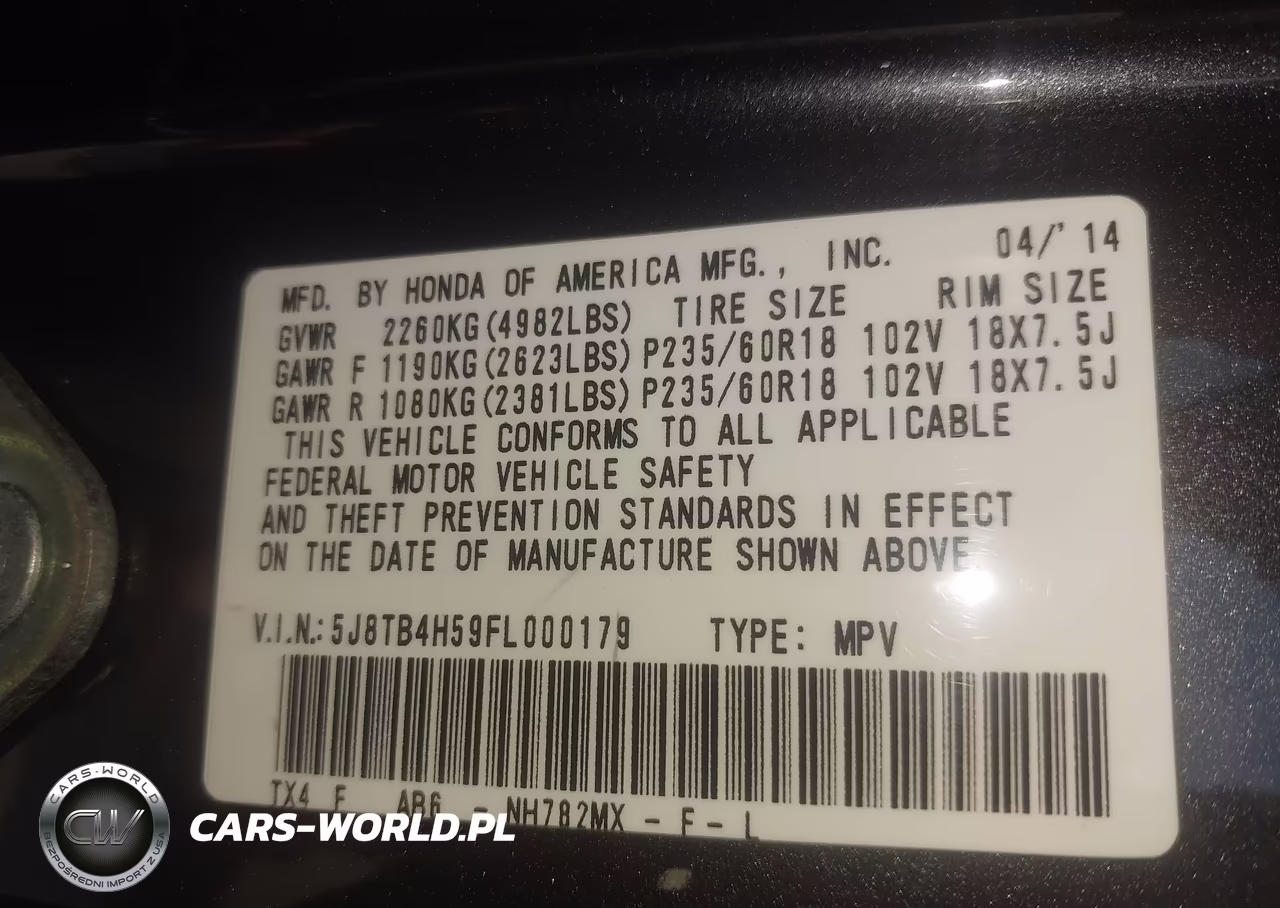 2015 Acura Rdx VIN:5J8TB4H59FL000179 - 9