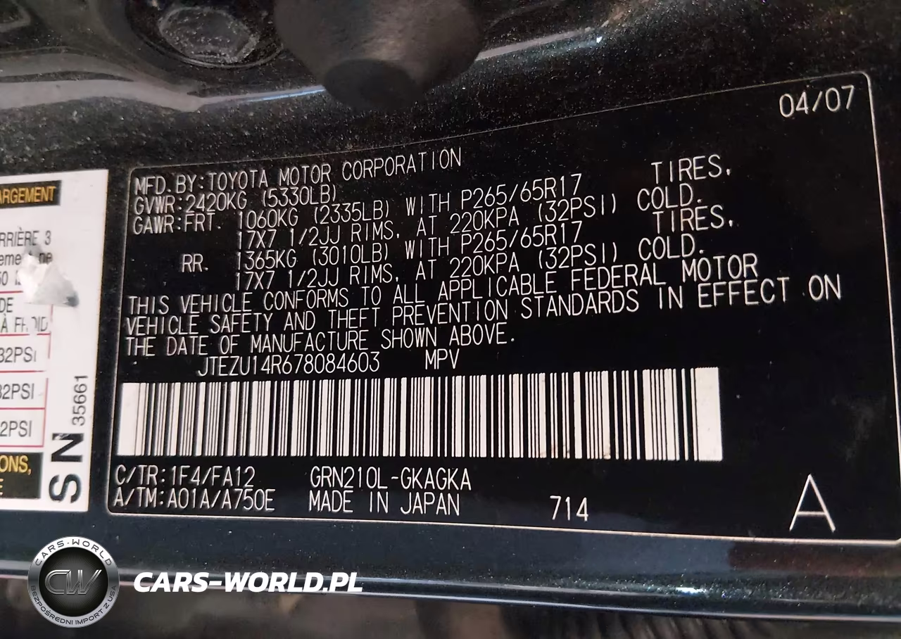 2007 Toyota 4Runner Sr5 VIN:JTEZU14R678084603 - 9