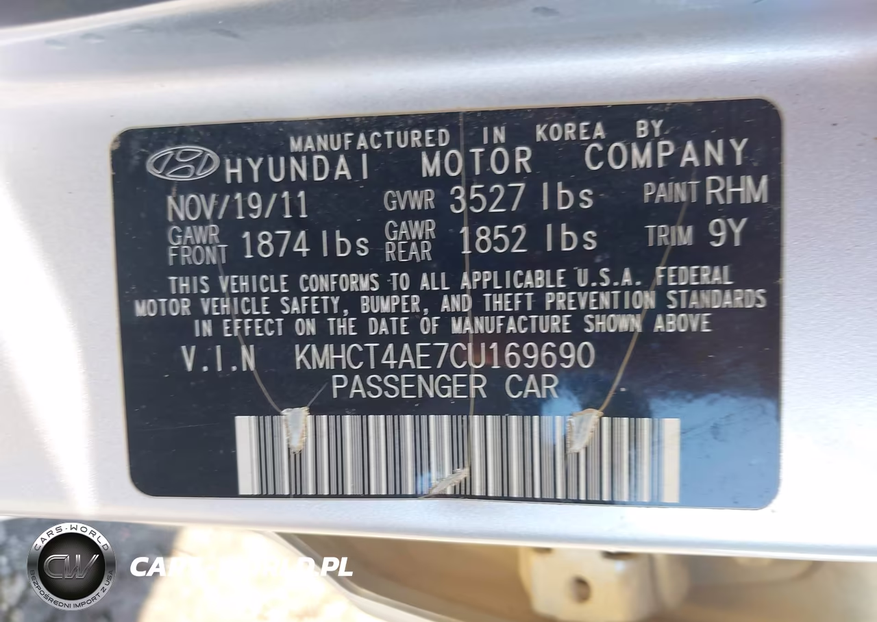 2012 Hyundai Accent Gls VIN:KMHCT4AE7CU169690 - 9