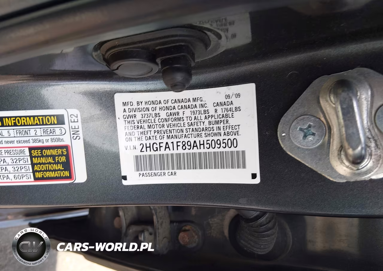 2010 Honda Civic Ex VIN:2HGFA1F89AH509500 - 9