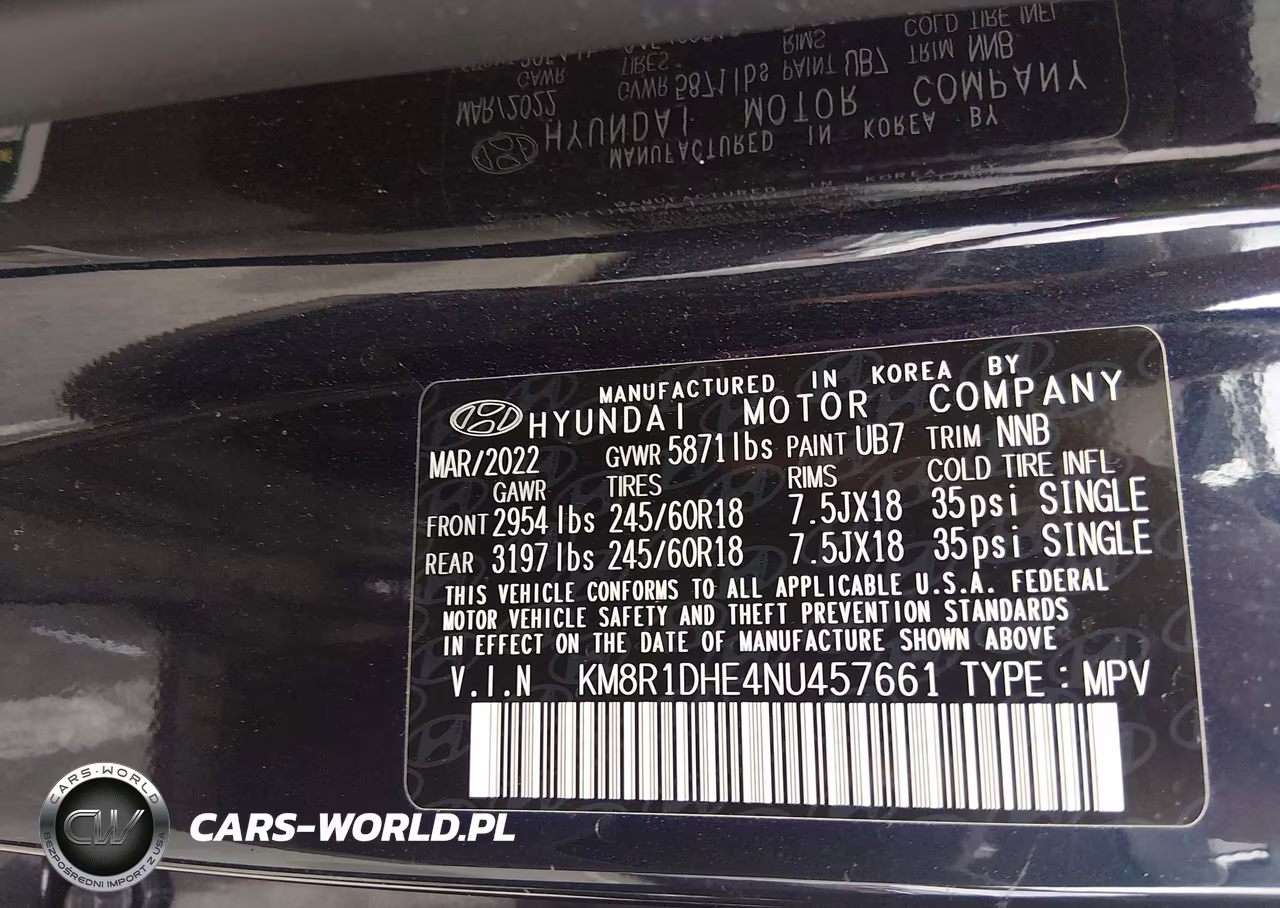 2022 Hyundai Palisade Se VIN:KM8R1DHE4NU457661 - 9