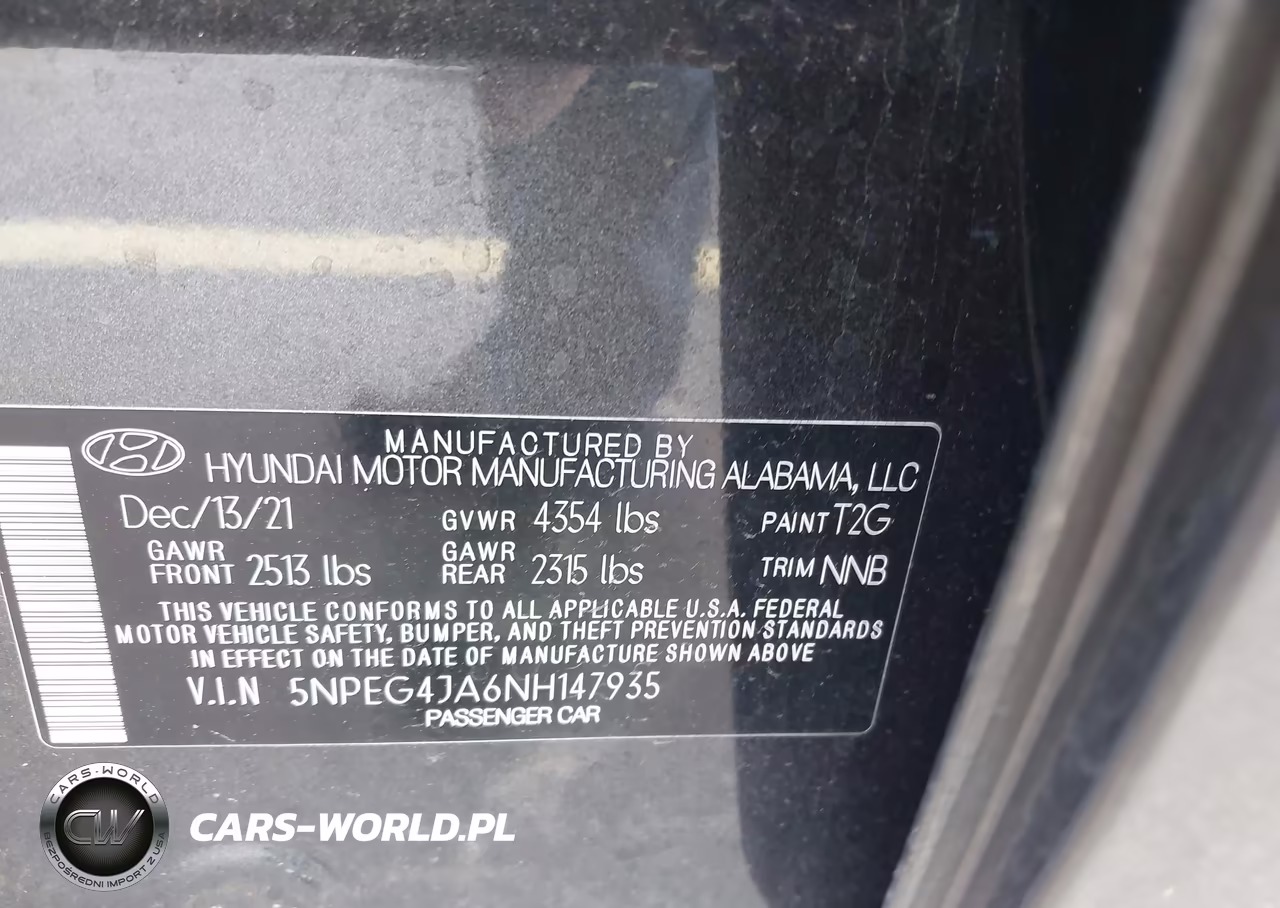 2022 Hyundai Sonata Se VIN:5NPEG4JA6NH147935 - 9