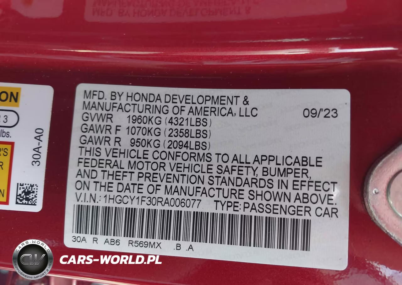 2024 Honda Accord Ex VIN:1HGCY1F30RA006077 - 9