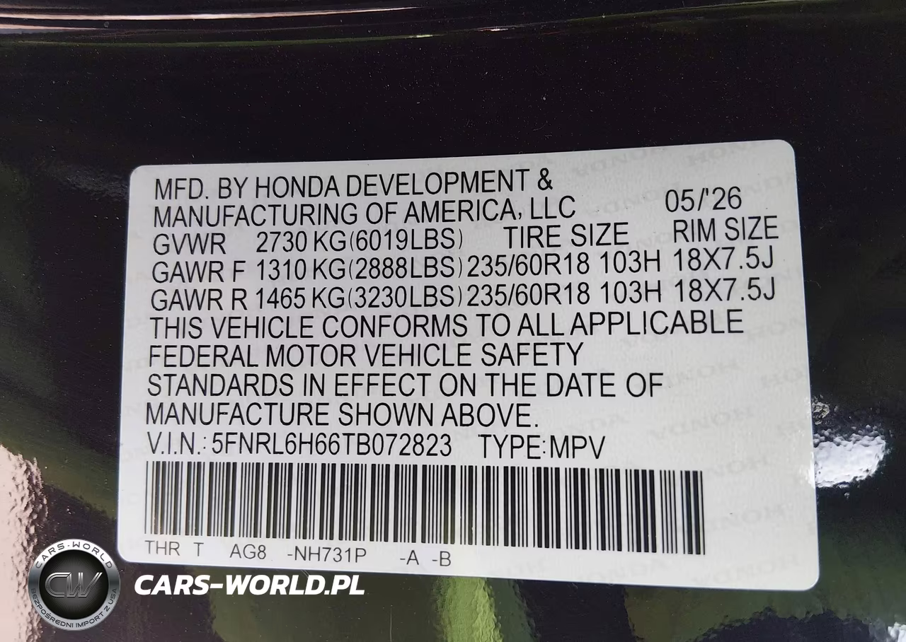 2026 Honda Odyssey Ex-L VIN:5FNRL6H66TB072823 - 9
