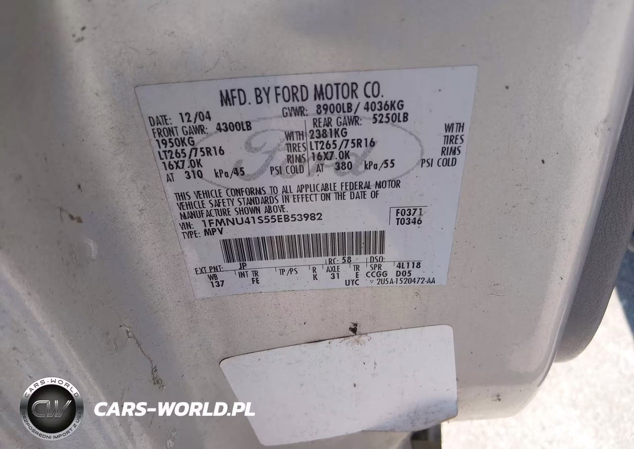 2005 Ford Excursion Xls-Xlt VIN:1FMNU41S55EB53982 - 9