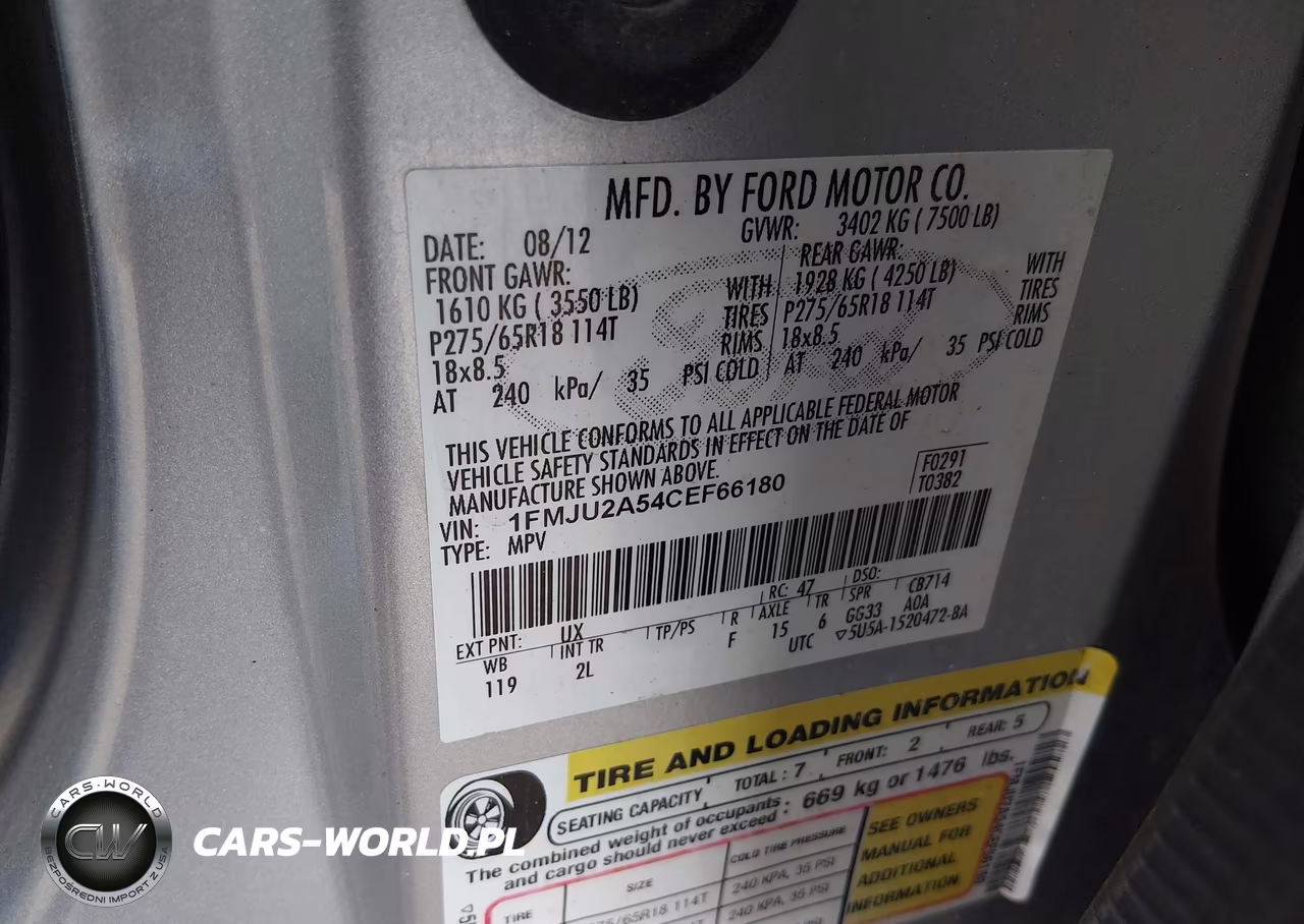 2012 Ford Expedition Limited VIN:1FMJU2A54CEF66180 - 9