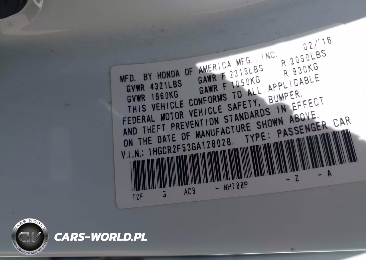 2016 Honda Accord Sport VIN:1HGCR2F53GA128028 - 9
