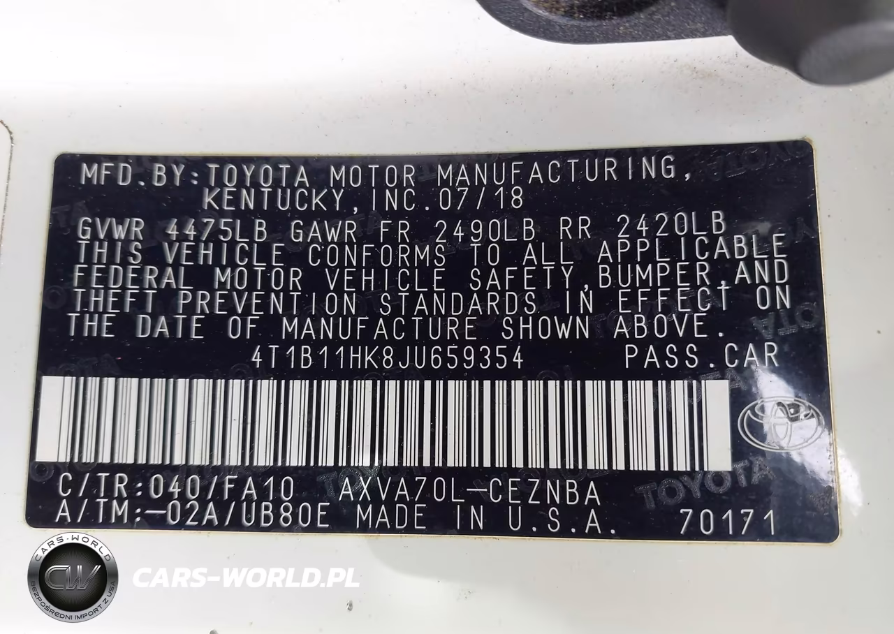 2018 Toyota Camry Le VIN:4T1B11HK8JU659354 - 9