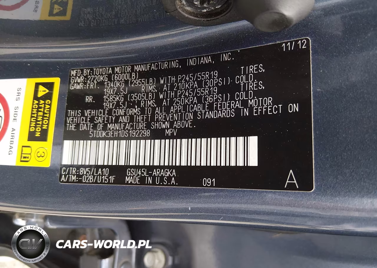 2013 Toyota Highlander Limited V6 VIN:5TDDK3EH1DS192298 - 9