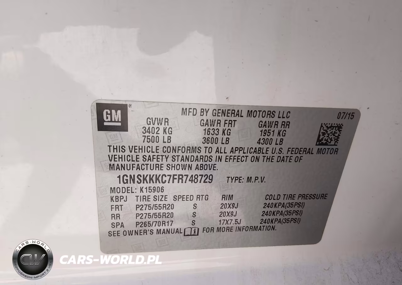 2015 Chevrolet Suburban 1500 Ltz VIN:1GNSKKKC7FR748729 - 9