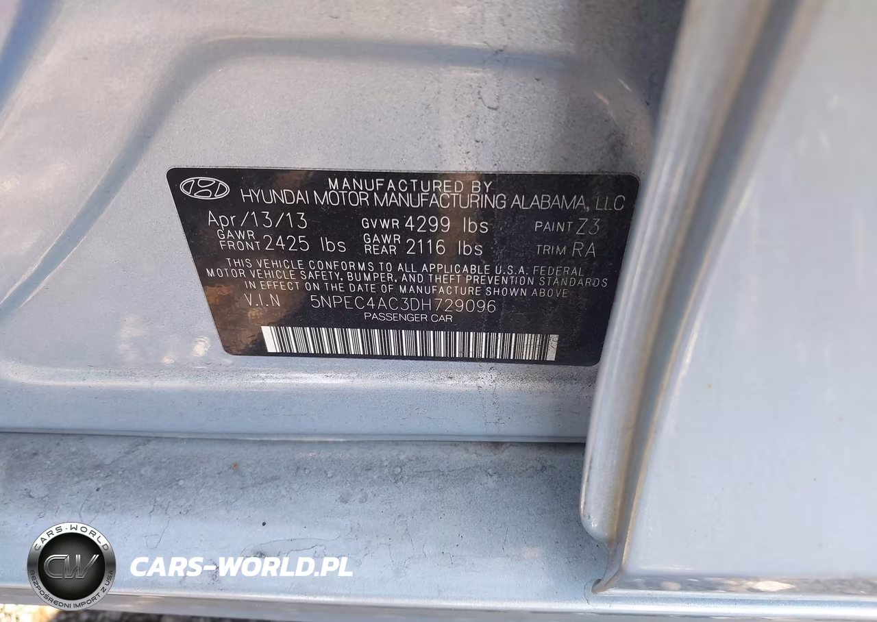 2013 Hyundai Sonata Limited VIN:5NPEC4AC3DH729096 - 9